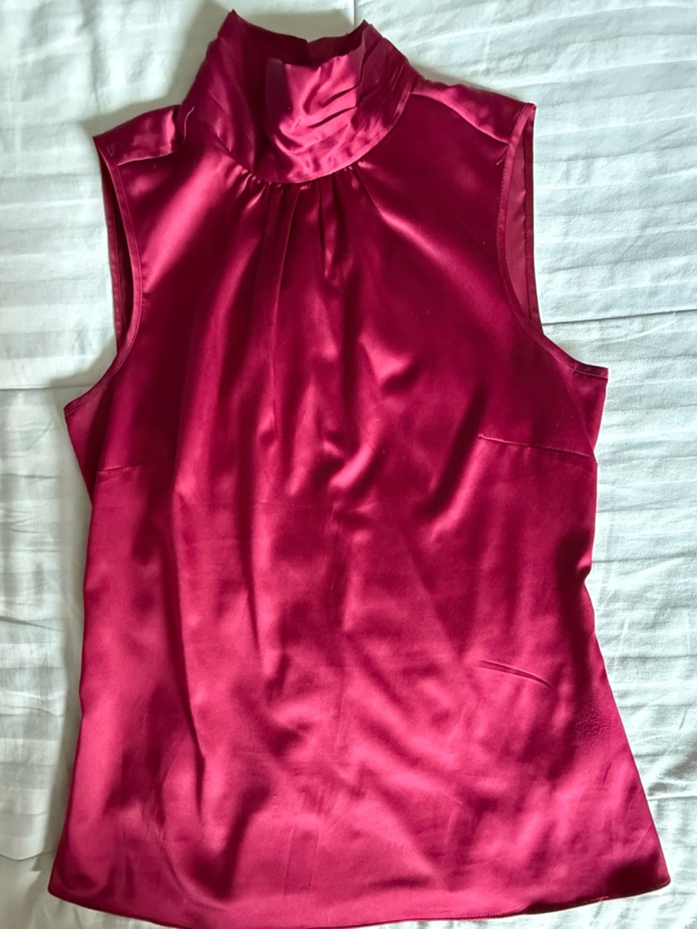 The Limited Sleeveless Satin Mock Neck Top - Raspberry Pink